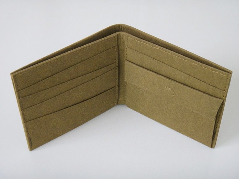 (短夹) 零钱层 小口袋式样 6卡零钱 皮夹 实用 精简 水洗牛皮纸 - 皮夹/钱包 - 纸 绿色