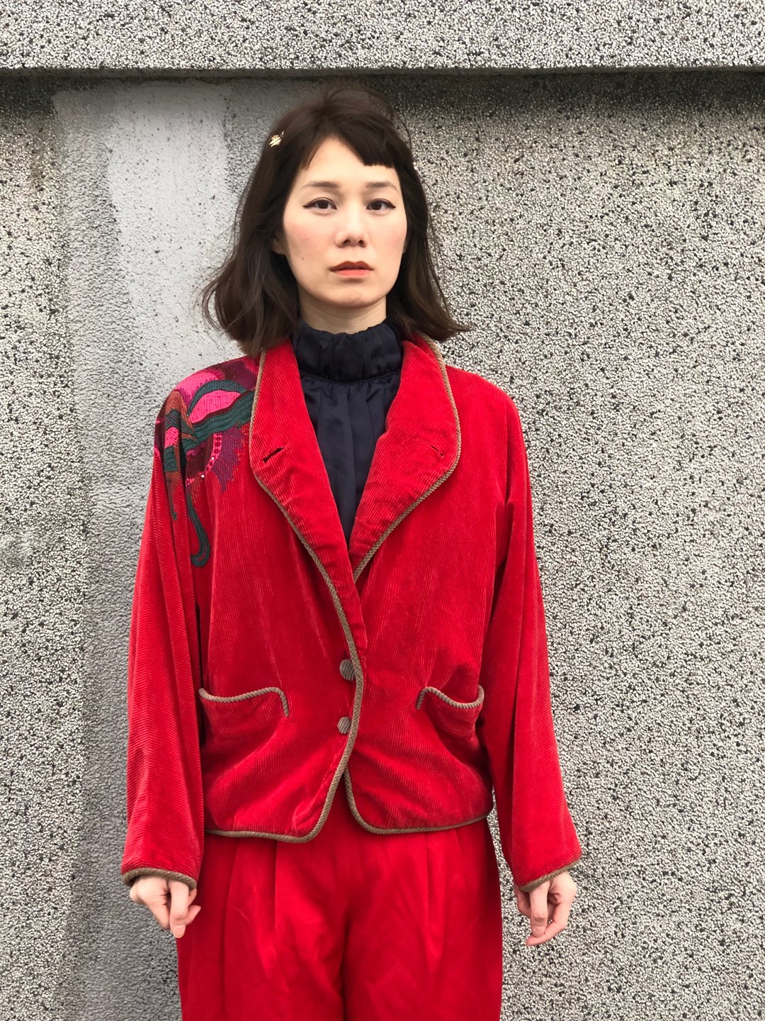花肩小路直纹外套 - 女装休闲/机能外套 - 其他材质 