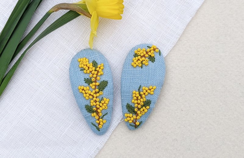 一套两个亚麻夹子乌克兰国旗蓝色和黄色夹子 - 婴儿饰品 - 其他材质 