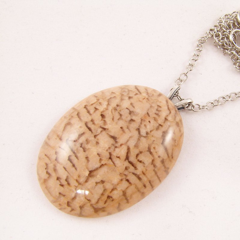 燕麦奶色片麻岩坠饰项链｜卡布奇诺棕色宝石坠饰项链 - 项链 - 半宝石 咖啡色