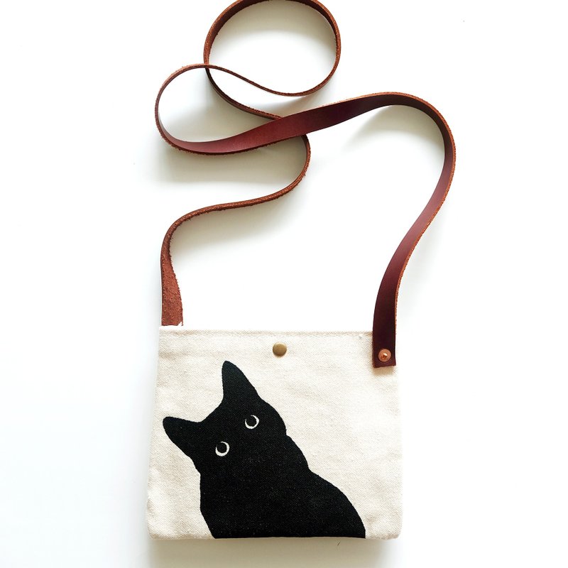 复古小包 黑白猫 手机饰品小单肩包 DIY - 侧背包/斜挎包 - 其他材质 