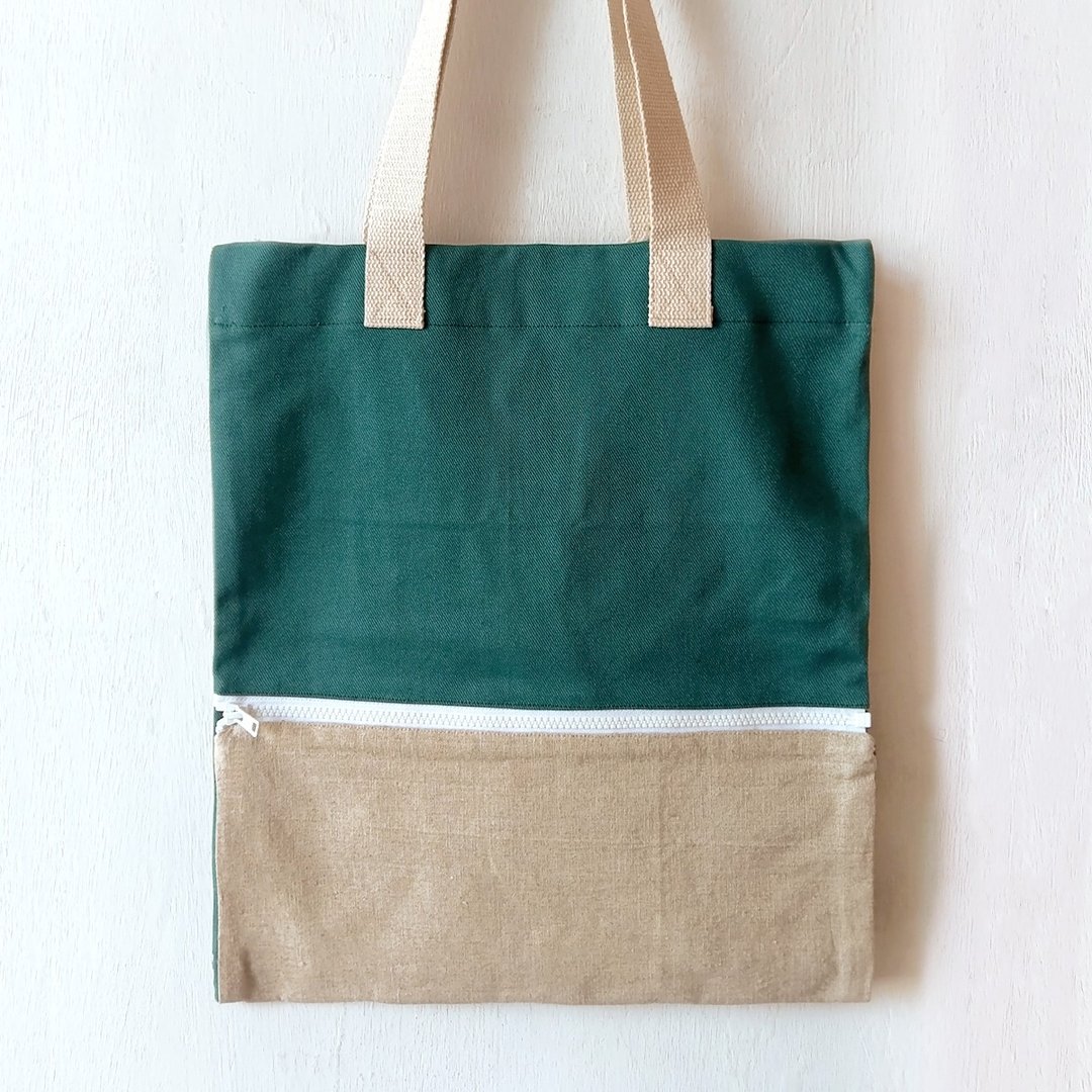 随时扩大容量, 可调教3个尺寸, 多款绿色布袋, 全人手制Tote Bag - 手提包/手提袋 - 棉 绿色