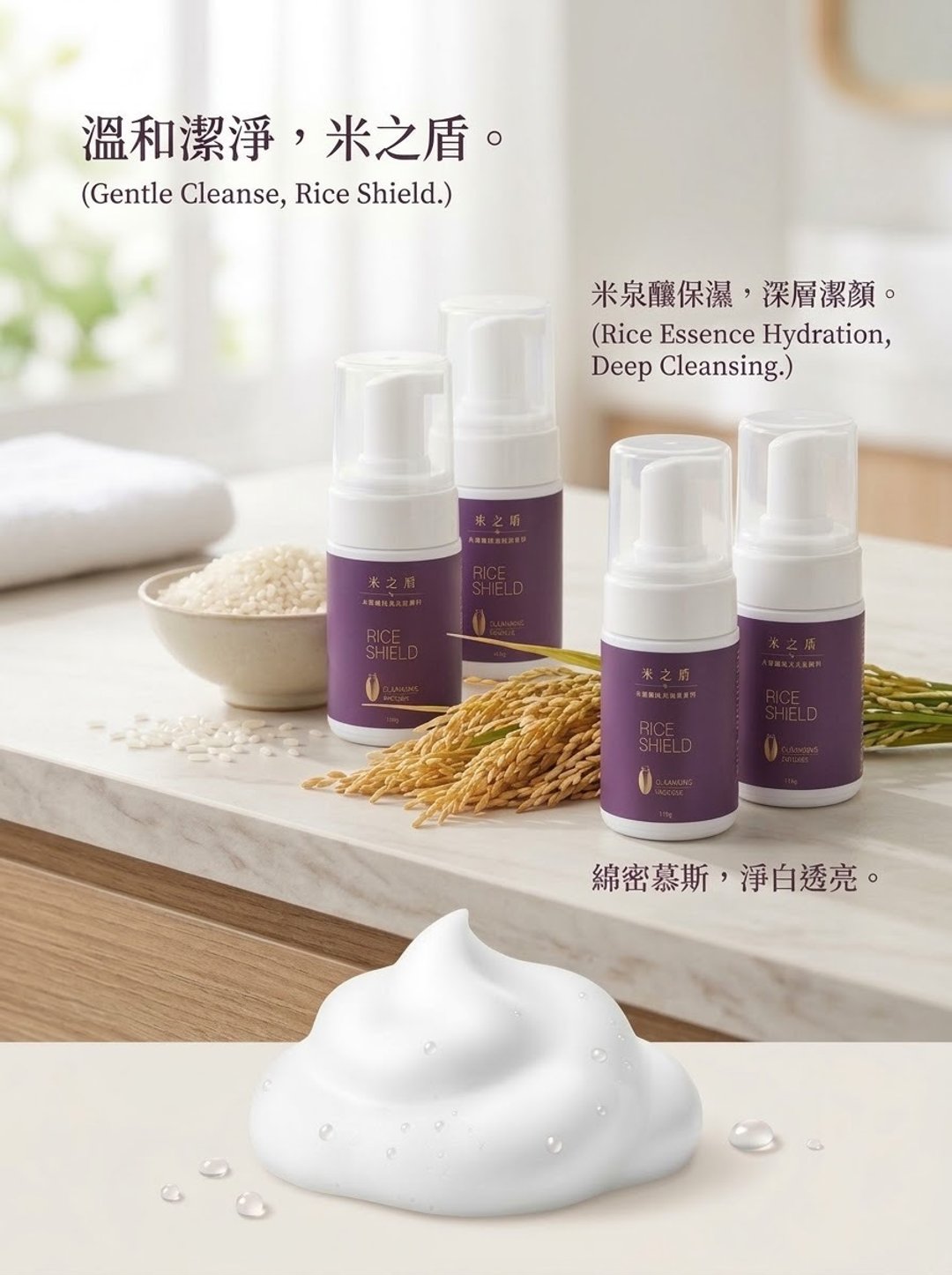 米之盾 | 米泉酿保湿洁颜慕斯 4 入 - 脸部清洁/卸妆用品 - 浓缩/萃取物 