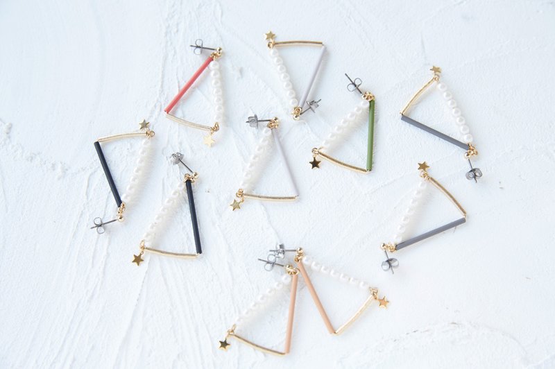 mini sankaku - 耳环/耳夹 - 其他金属 灰色