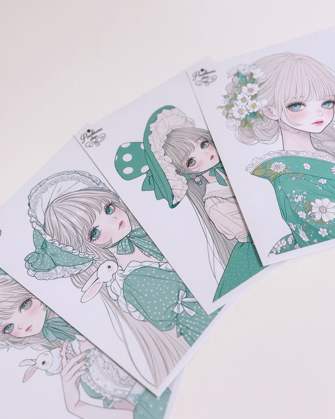 4款 pinokkumashop 人物贴纸 女孩贴纸 拼贴素材 - 贴纸 - 纸 