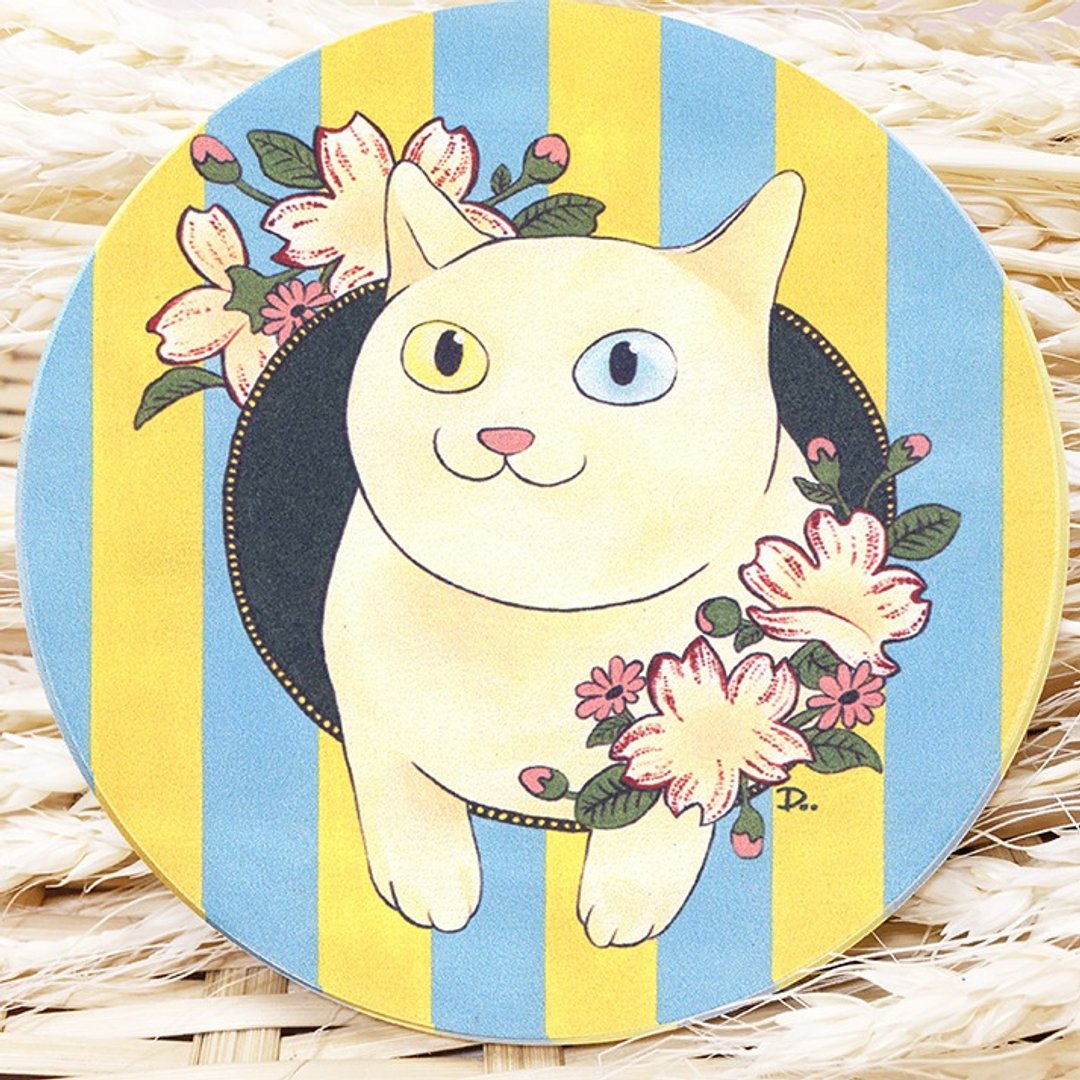 猫咪浮世绘-昭和时代复古标签/陶瓷吸水杯垫 - 杯垫 - 陶 多色