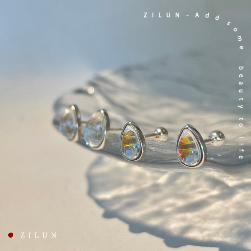 |简约|幸运的彩虹雨 • 彩光琉璃 • 转珠耳饰 • 925silver - 耳环/耳夹 - 纯银 