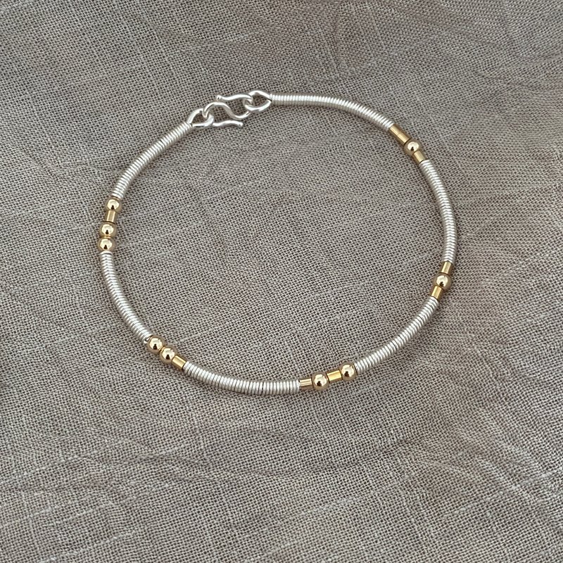 客制化摩斯密码纯银手环 14kgf包金撞色lucky - 手链/手环 - 纯银 