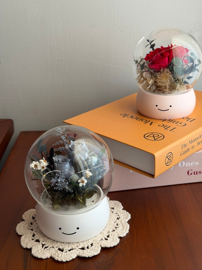 永生花玻璃花盅/情人节花礼/夜灯 - 干燥花/捧花 - 植物．花 