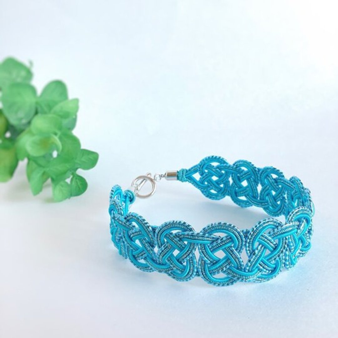 Bracelet made from mizuhiki - 手链/手环 - 其他材质 蓝色