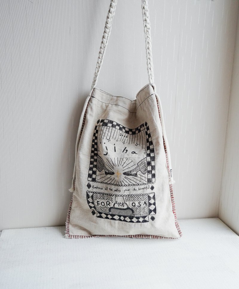 2025限定jiho福尔摩沙 布包购物袋 棉麻 - 侧背包/斜挎包 - 棉．麻 卡其色