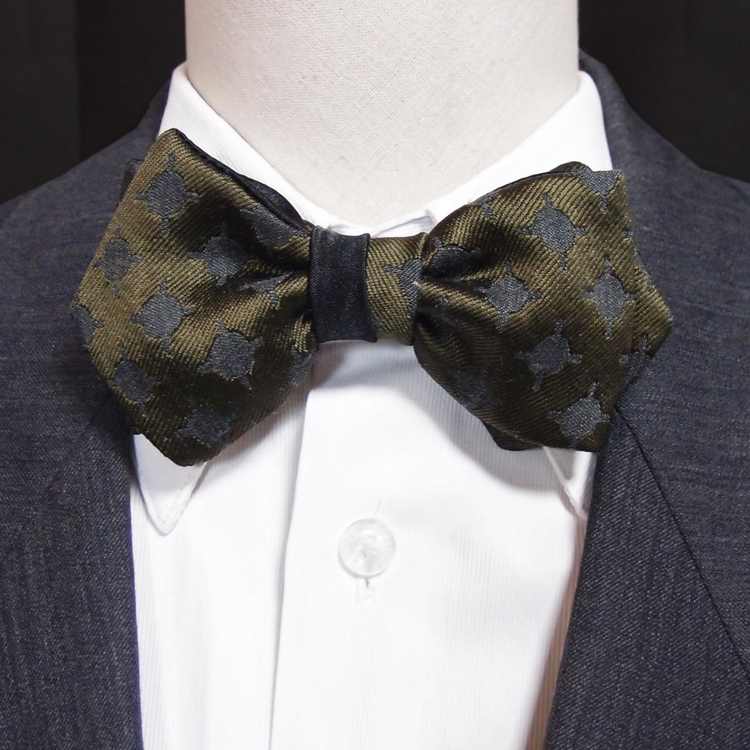 墨绿缇花领结Bowtie 双面可用 - 领带/领带夹 - 聚酯纤维 绿色