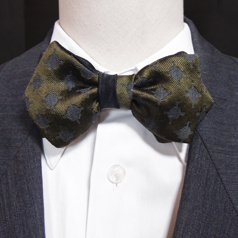 墨绿缇花领结Bowtie 双面可用 - 领带/领带夹 - 聚酯纤维 绿色