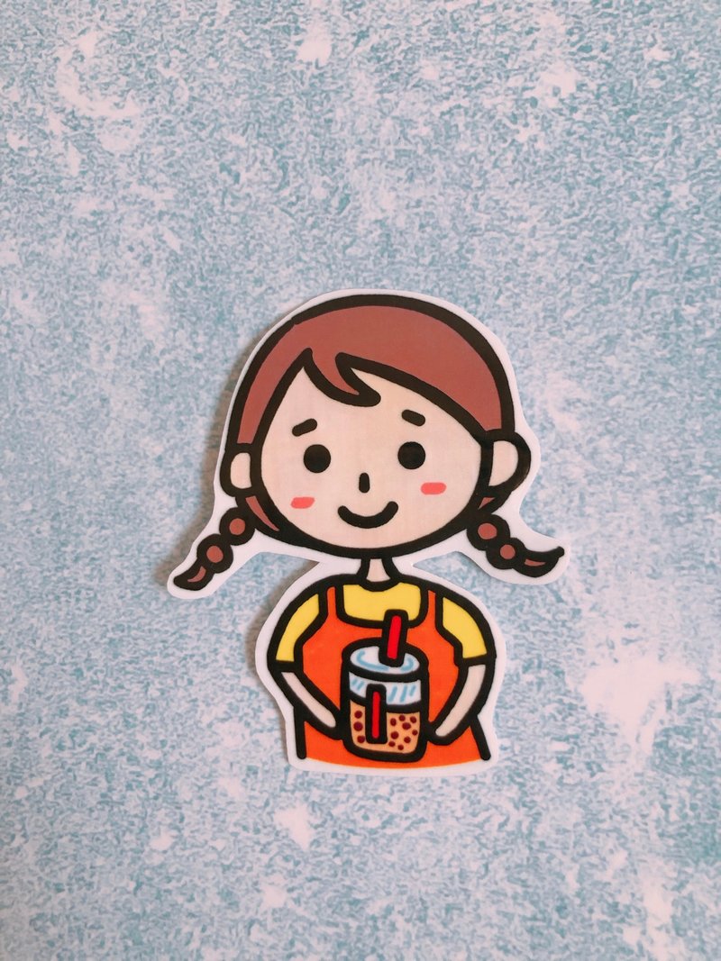 贴纸 珍奶 女孩 防水贴纸 - 贴纸 - 纸 