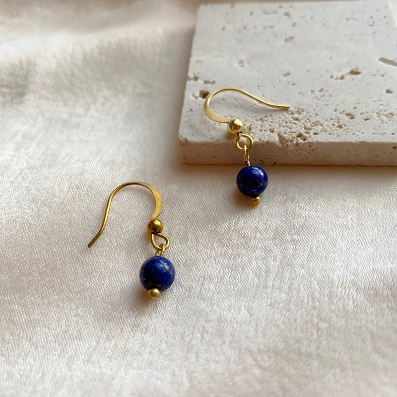 一抹蓝 - 青金石 黄铜耳环 - 耳环/耳夹 - 铜/黄铜 多色