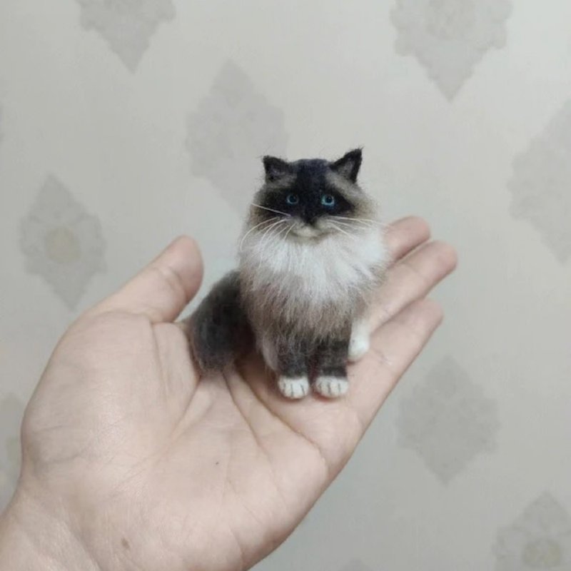 定制化礼物 逼真猫猫 羊毛毡 毛孩 宠物 娃娃 猫咪猫奴 似颜绘 r5 - 玩具 - 羊毛 多色
