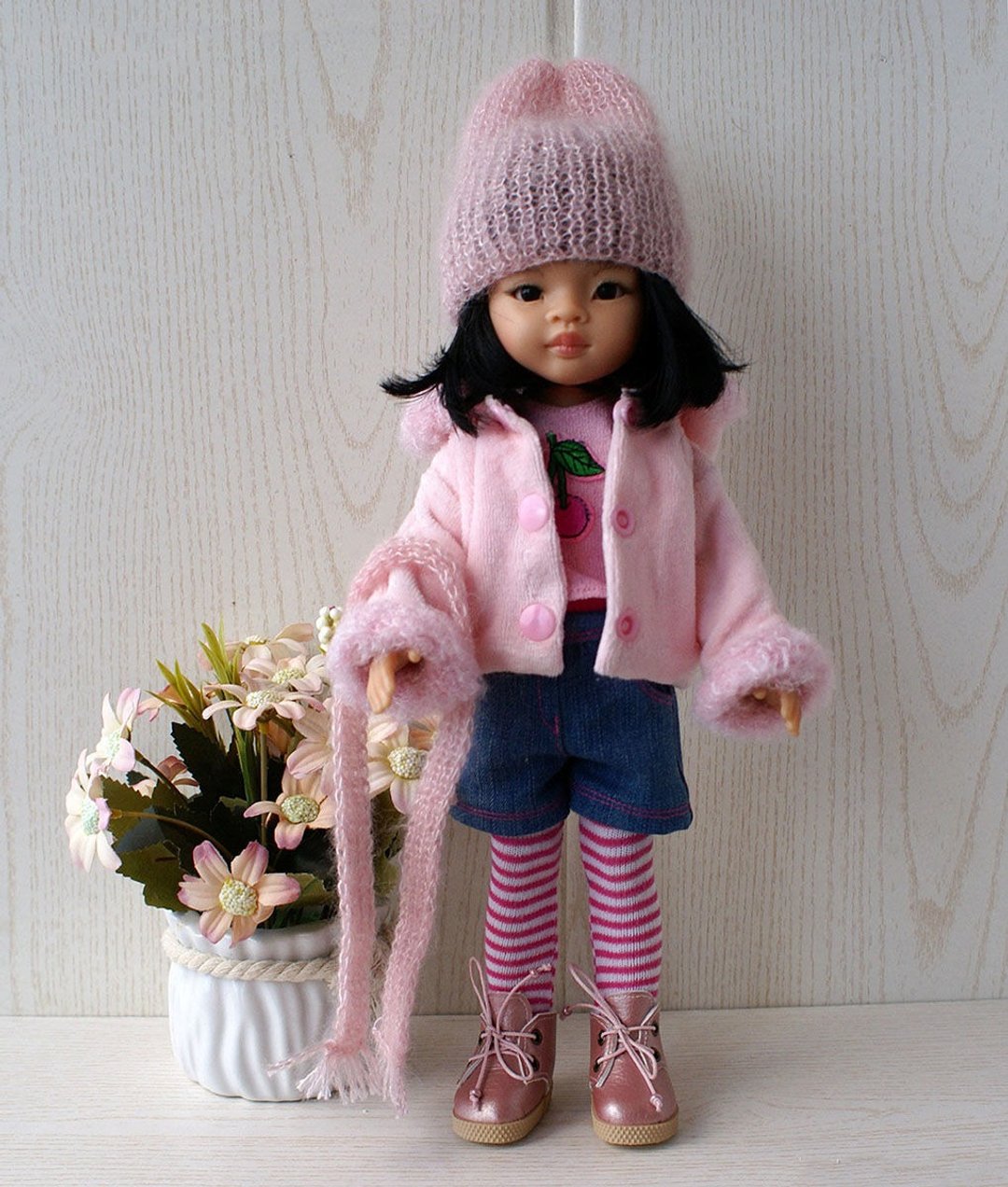 Pink winter clothes for Paola Reina dolls, outfit Las Amigas dolls 32 cm 13-in - 玩偶/公仔 - 棉 粉红色