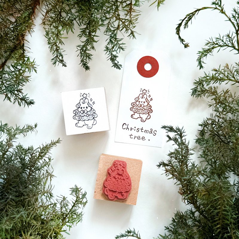 小兔印章－圣诞树兔 - 印章/印台 - 木头 绿色