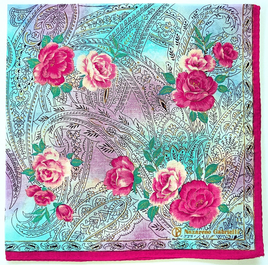 Nazareno Gabrielli 古董手帕 印花图案 19 x 19 英寸 - 手帕/方巾 - 棉 紫色