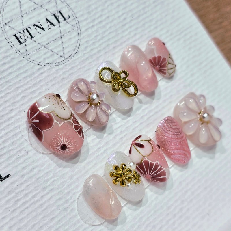 日式立体花穿戴甲 - 其他 - 塑料 粉红色