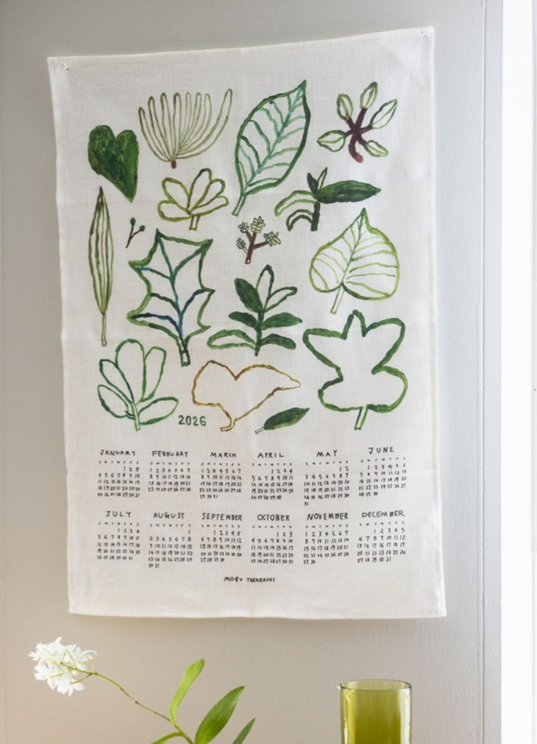 Fog Linen Work - Mogu Takahashi 联名 绿色植物 2026 年历/挂布 - 年历/台历 - 亚麻 绿色