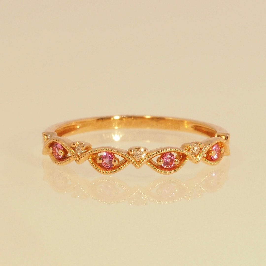 18K金粉红宝石和钻石种子戒指 18K Gold The Pink Sapphire and D - 戒指 - 贵金属 
