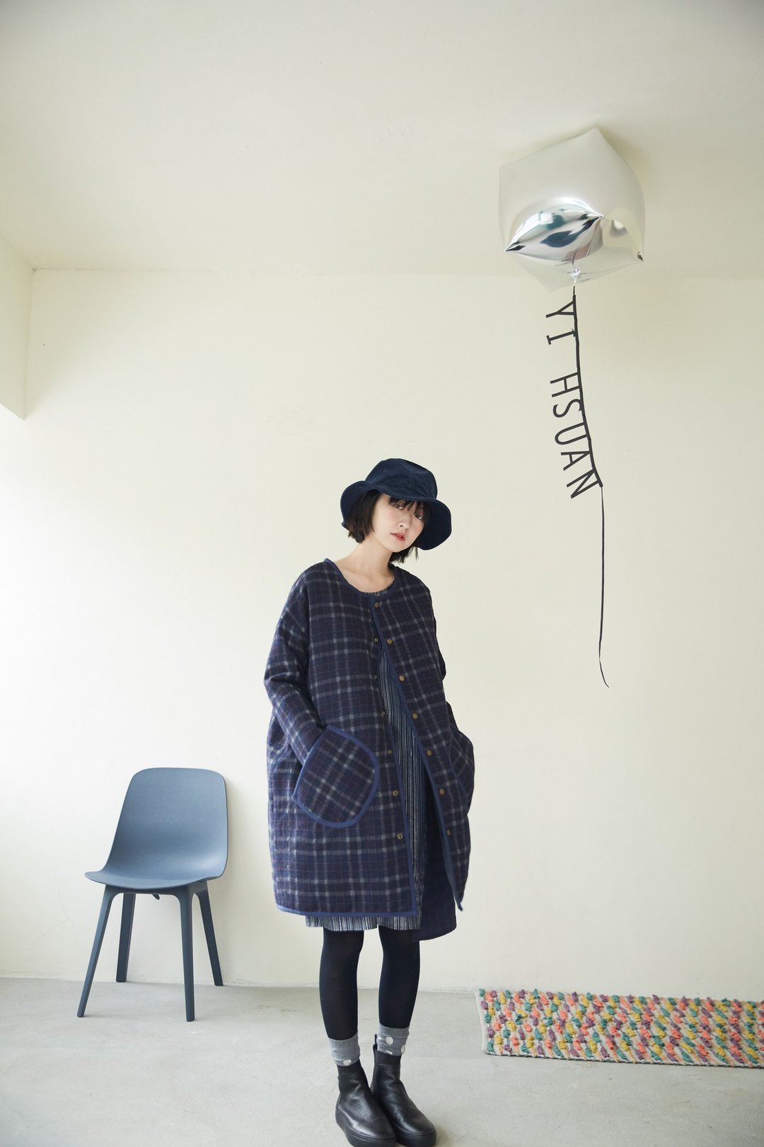 双面可穿铺棉外套 - 女装休闲/机能外套 - 羊毛 蓝色