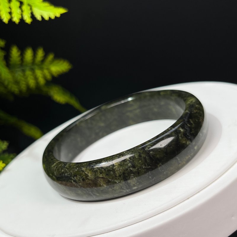 药王石手镯63MM 西藏墨绿玉手环 缓解疲劳 消除紧张 改善亚健康 - 手链/手环 - 玉石 绿色