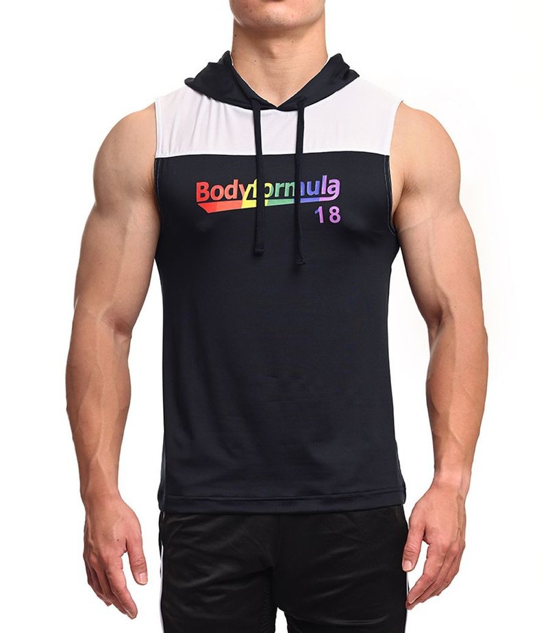 【彩虹限定】Actiflex超弹透气Proud Forever拼接连帽背心-海军蓝 - 男装背心 - 聚酯纤维 蓝色