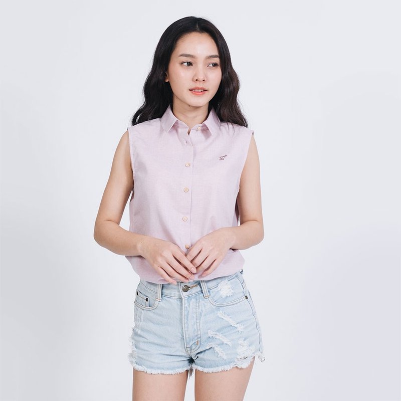 PLANE // pink // women sleeveless - 女装背心 - 棉 粉红色