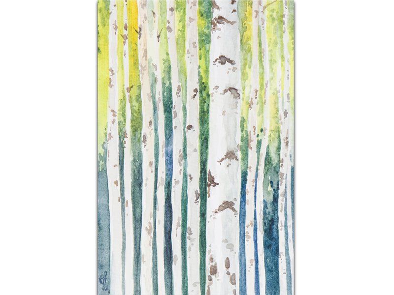 白桦树画 / 白桦树画 / 水彩画 / 原画 / 挂画 / 纯手绘 / 风景 - 海报/装饰画/版画 - 纸 绿色