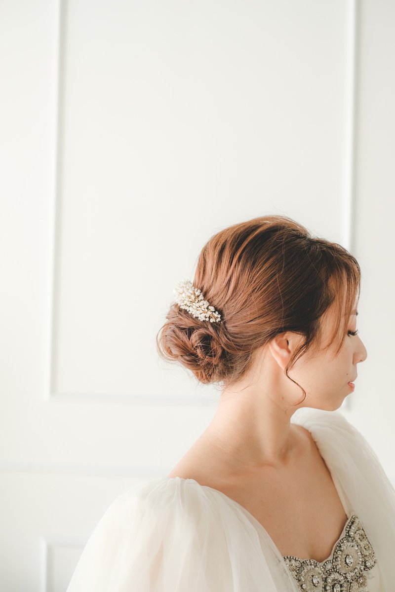 Ethel Babys Breath Tiara/头饰/手作/满天星/新娘饰物 - 发饰 - 铜/黄铜 白色