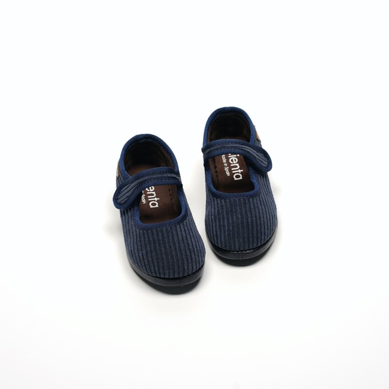 西班牙帆布鞋 CIENTA 500049 77 深蓝色 灯芯绒 玛莉珍 - 童装鞋 - 棉．麻 蓝色