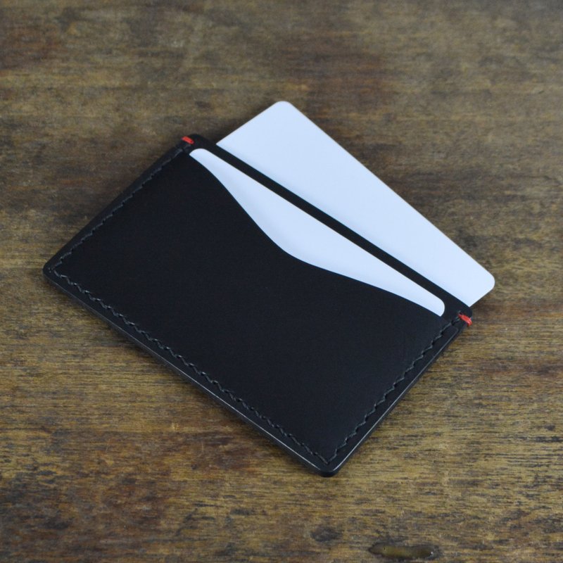 意大利协会认证植鞣革 黑色手缝票卡夹/卡套/卡夹 - 皮夹/钱包 - 真皮 黑色