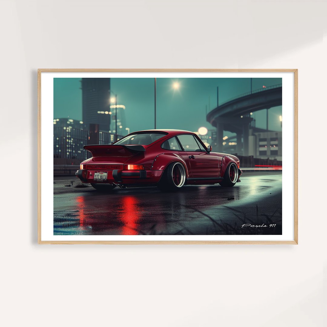 夜行之红 Crimson Drift / 经典跑车艺术挂画 画芯 海报 - 海报/装饰画/版画 - 纸 