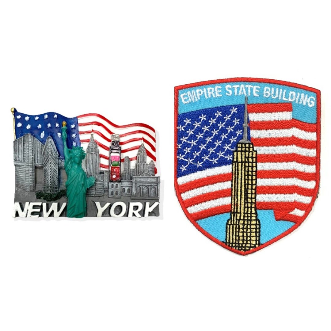 美国纽约地标NYC世界旅行磁铁+美国 帝国大厦立体绣贴【2件组】特 - 冰箱贴/磁贴 - 橡胶 多色