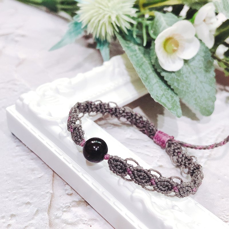 ::优雅小姐编织手练:: 可调式 / 拉绳款 / 石榴石 / 蜡线 - 手链/手环 - 其他材质 紫色