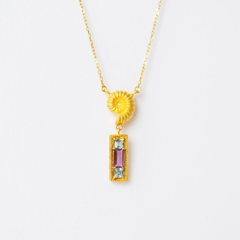 弥谙【菊石项链】925银镀金天然紫水晶托帕石时尚复古风 - 项链 - 其他材质 