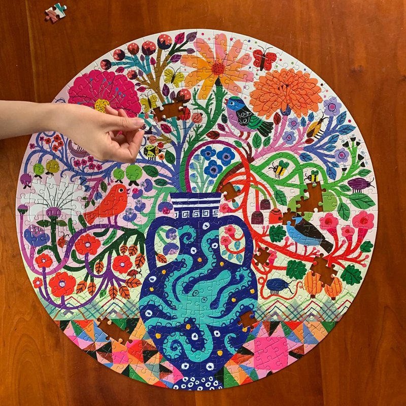 eeBoo 500片圆形拼图 - 花与鸟 Birds and Flowers  500 Piece - 拼图 - 纸 多色