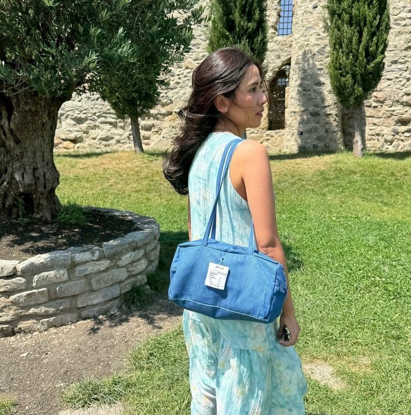 Wyllabrand 牛仔布 Brioche 包，中焙色 - 手提包/手提袋 - 其他材质 蓝色