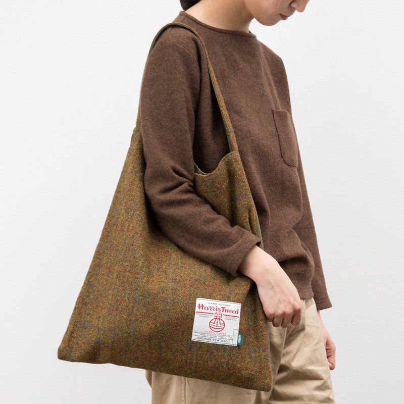 NTMY.Harris Tweed Tote 哈里斯粗花呢单肩手拎包 - 手提包/手提袋 - 羊毛 咖啡色