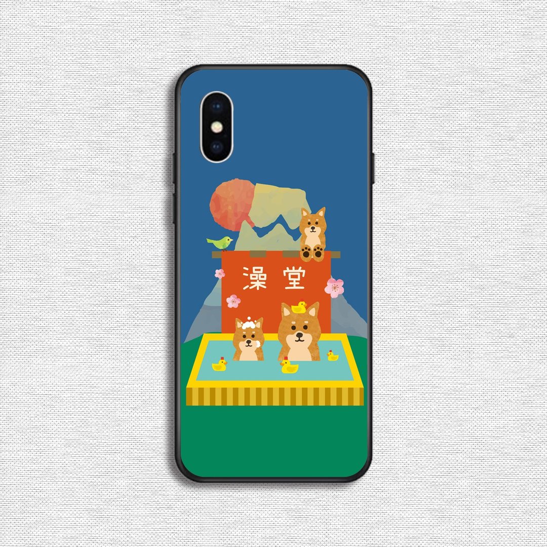 柴犬 手机壳 富士山 - 手机壳/手机套 - 硅胶 蓝色