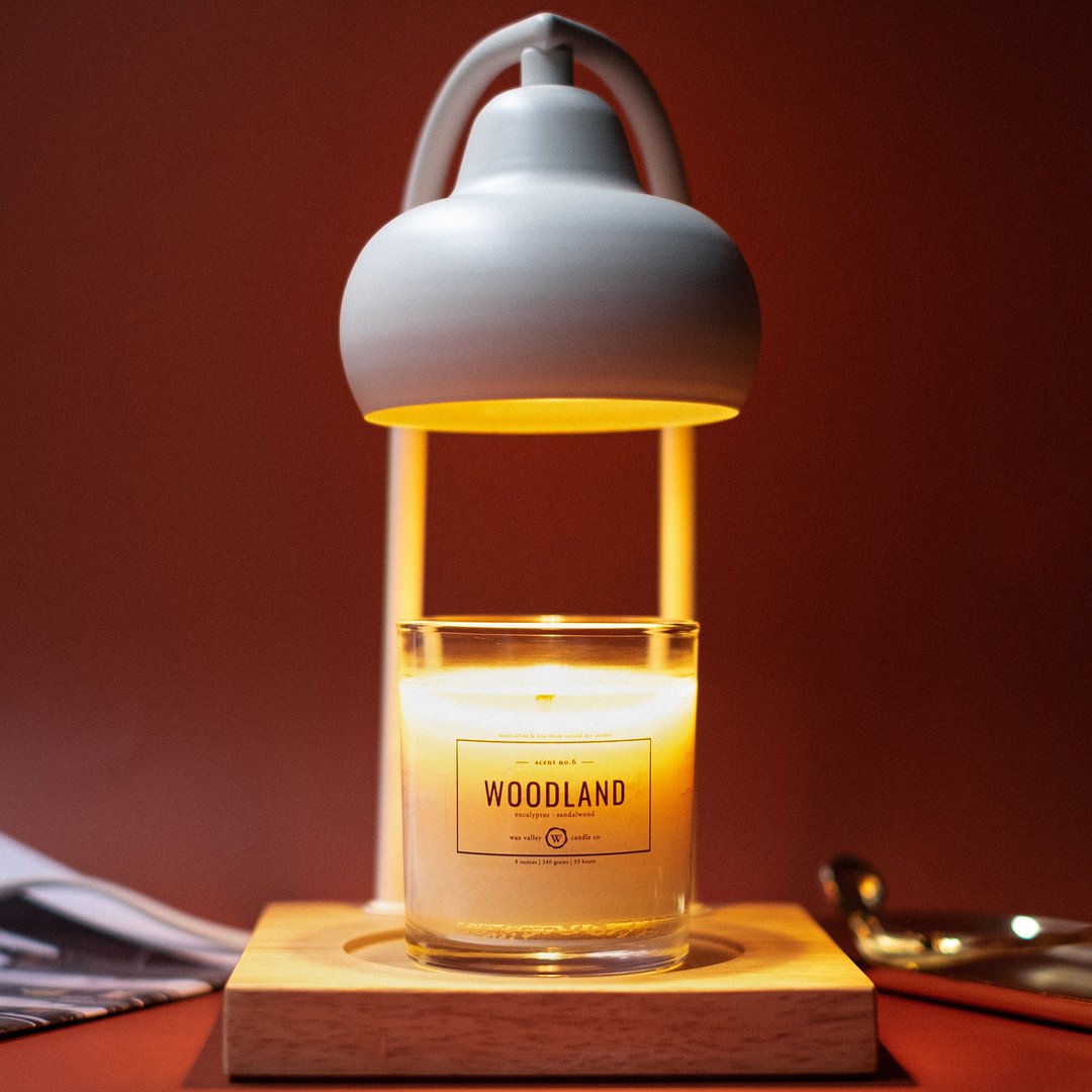 Candle Warmer Wooden Base With Dimmer Switch - 蜡烛/烛台 - 其他材质 白色