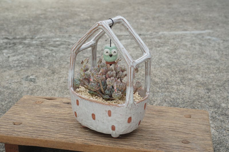 Planter , house , bird  , handmade ceramic , pottery - 花瓶/陶器 - 陶 