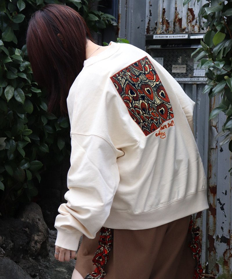 Cook your own soup 拼贴刺绣大学T (IVORY×PAON) - 中性连帽卫衣/T 恤 - 棉．麻 白色