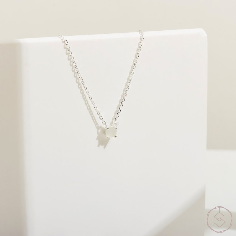 盼 | 月光石 S925纯银 | 天然石轻珠宝项链 - 项链 - 水晶 白色