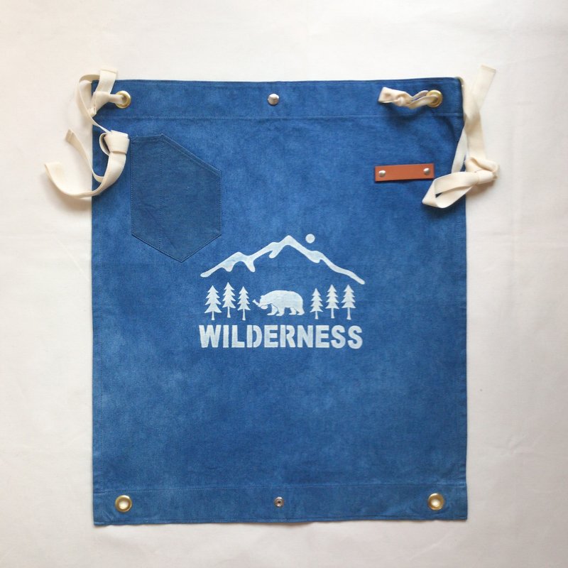 Hand-dyed indigo dyed in Japan WILDERNESS WORK APRON 10oz CANVAS apron camp BBQ aizome Indigo - 露营用品 - 棉．麻 蓝色