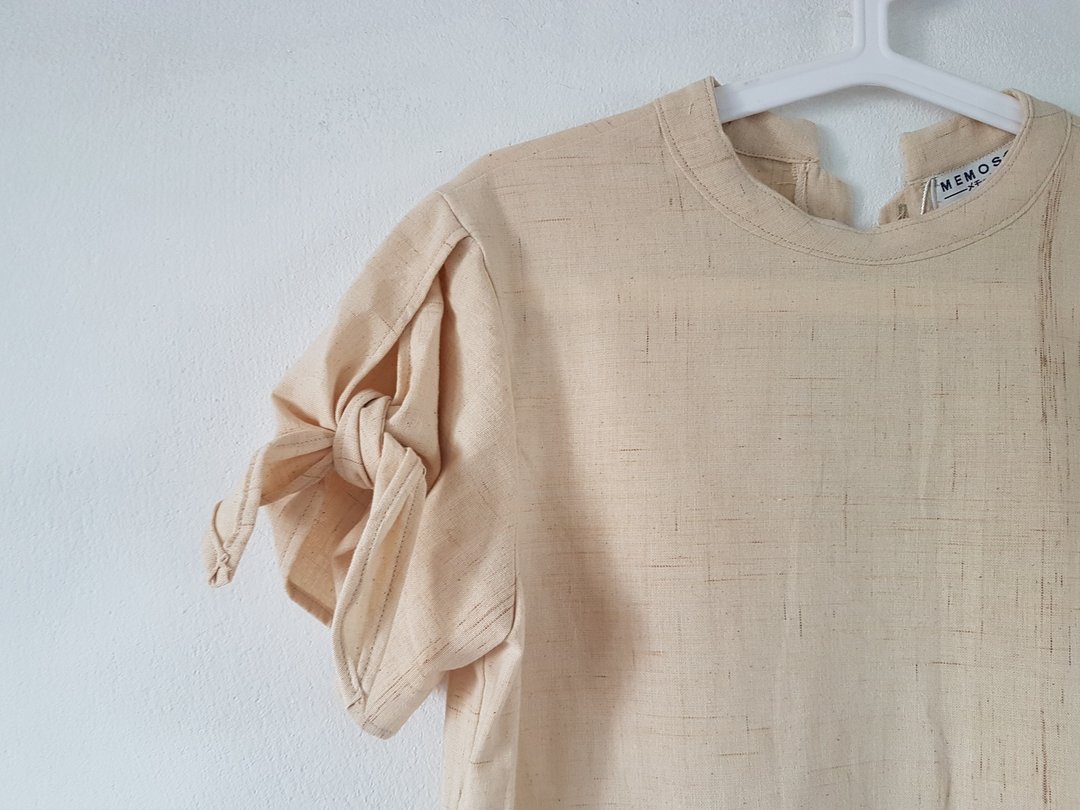 Anaru dress with bow sleeves  *only one piece - 洋装/连衣裙 - 棉 
