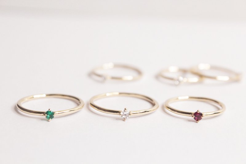 闪烁 纯银手工苏联钻细戒 三色 - 戒指 - 纯银 金色