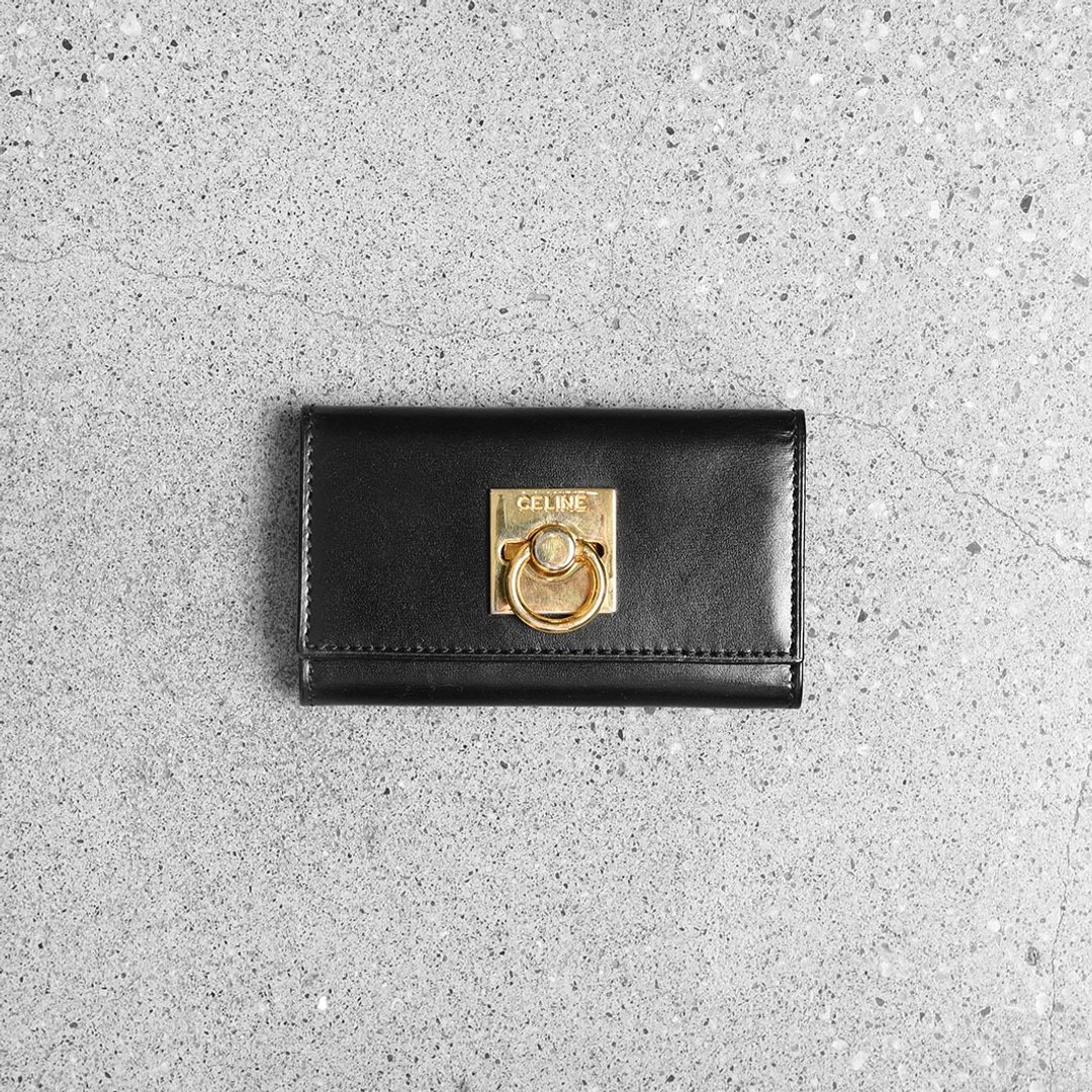 Celine 古董钥匙包 / Vintage 古着 - 钥匙链/钥匙包 - 真皮 黑色